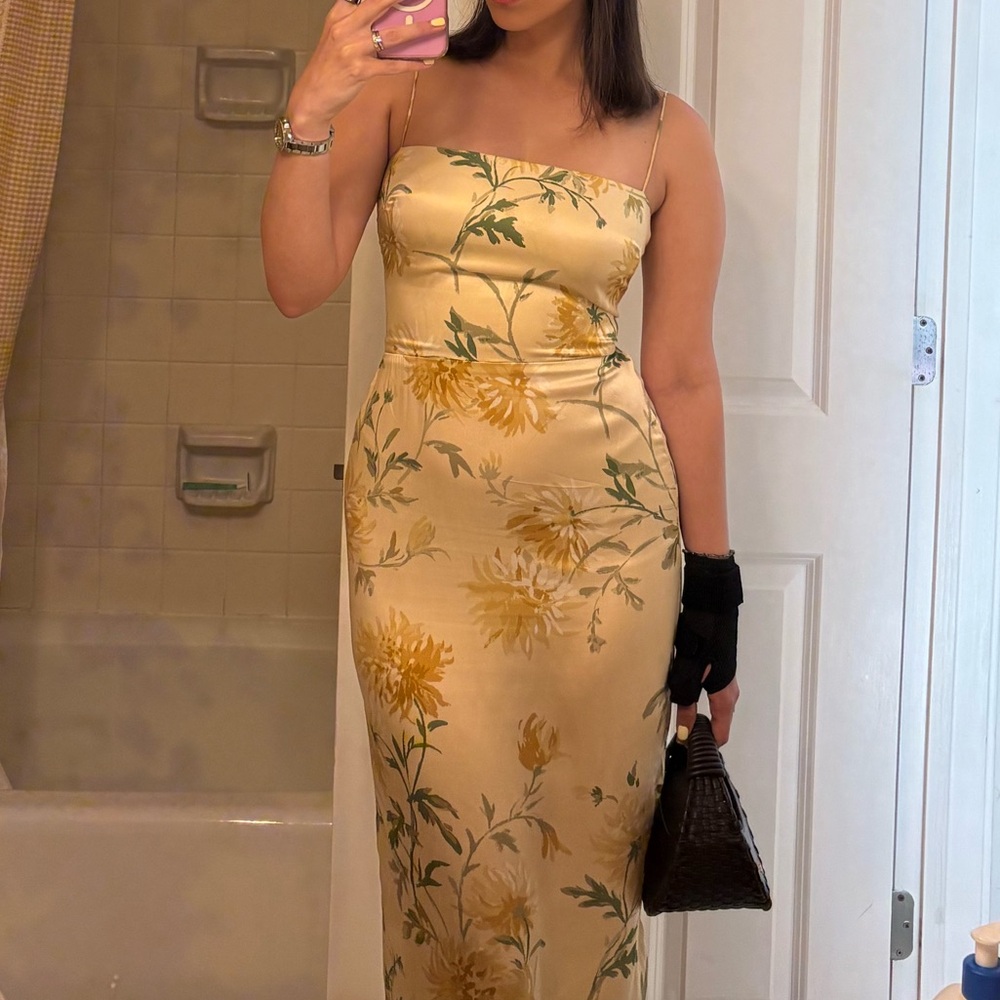Reformation Yellow Satin Dress - Picture 3 of 5